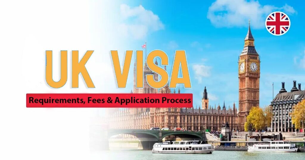"UK Standard Visitor Visa sample vignette sticker in passport showing United Kingdom entry clearance with official stamp and visa details."