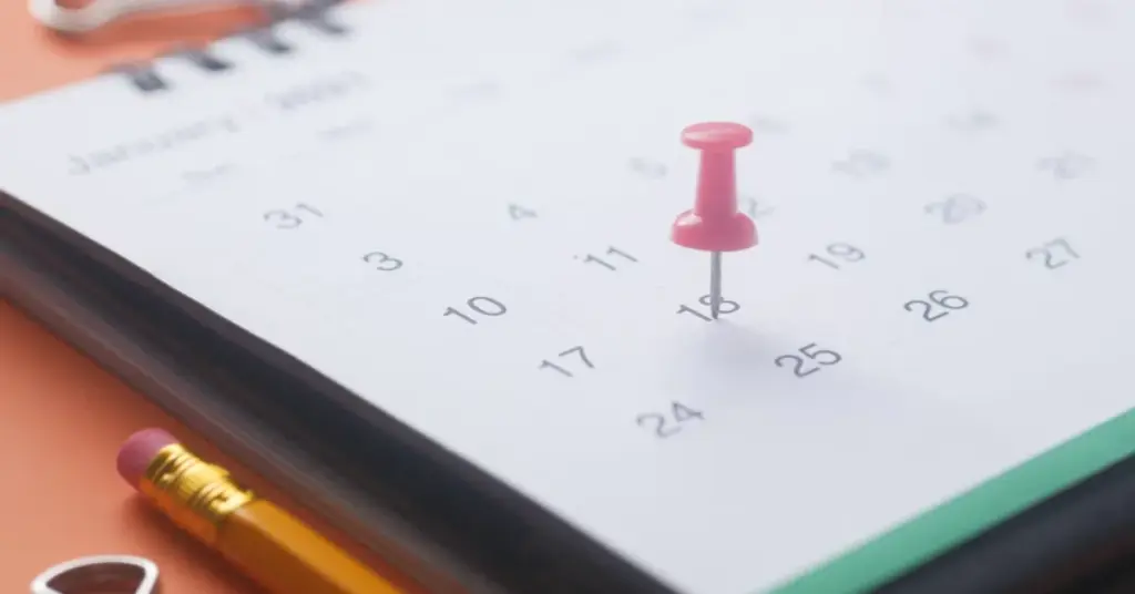 Calendar with travel dates marked for trip planning