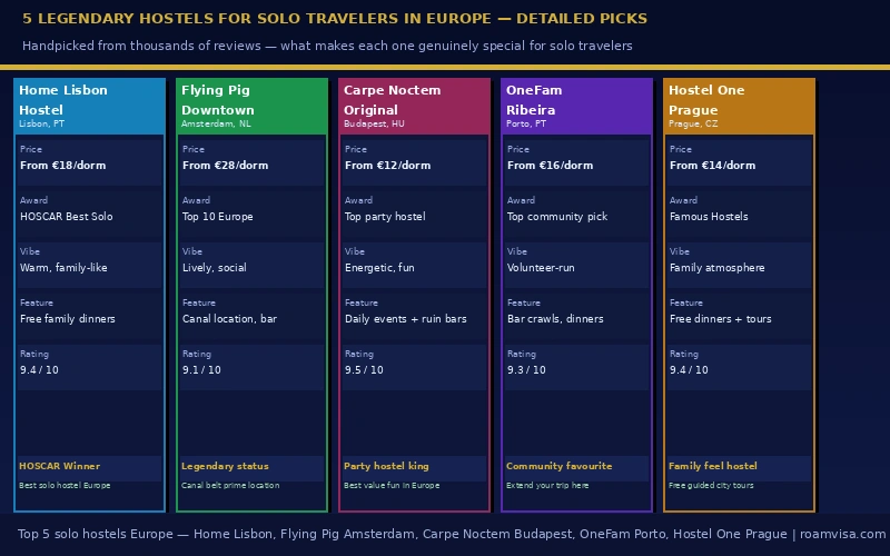 Top 5 solo hostels Europe- Home Lisbon HOSCAR winner Flying Pig Amsterdam Carpe Noctem Budapest OneFam Porto Hostel One Prague