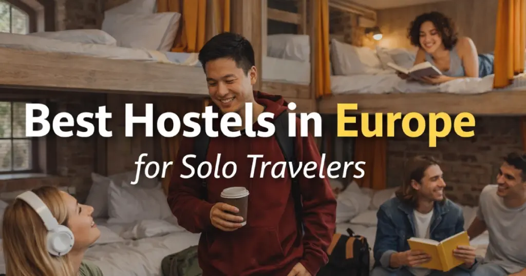 Best hostels Europe solo travelers- Eiffel Tower Sagrada Familia backpacker European skyline city hostel prices guide