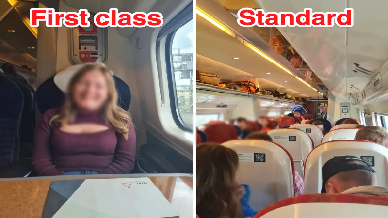 LNER First Class vs Standard Class comparison showing seats onboard facilities and price difference on London to Edinburgh route