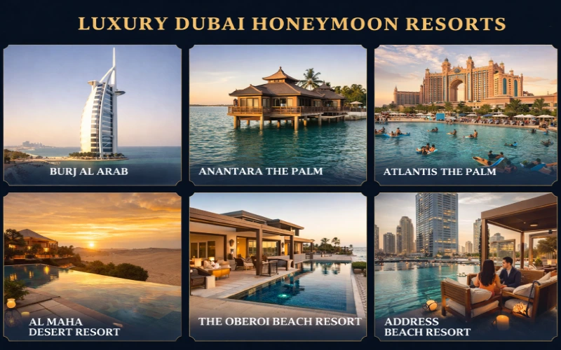 Best Dubai honeymoon resorts Burj Al Arab One Only Palm Atlantis Royal Al Maha Desert Jumeirah