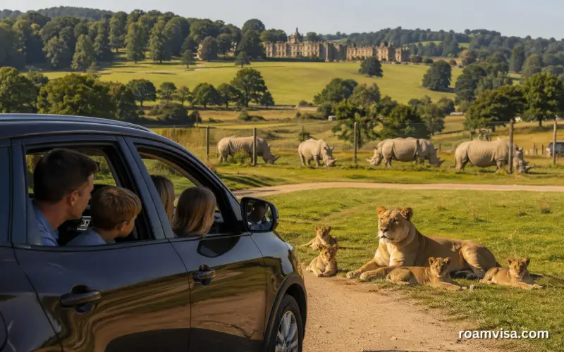 Longleat Safari Park Wiltshire drive through lions pride rhino family car safari zone first UK safari 1966