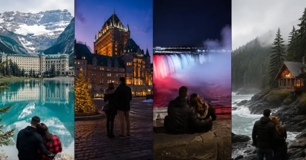 Most romantic places Canada couples Banff Lake Louise Quebec City Chateau Frontenac Niagara Falls Tofino destinations