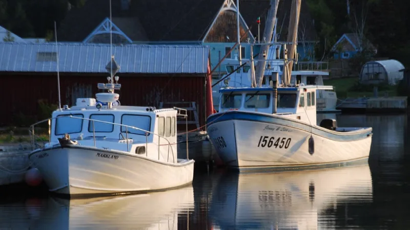 Fishing boats docked in North Rustico Harbour on Prince Edward Island 