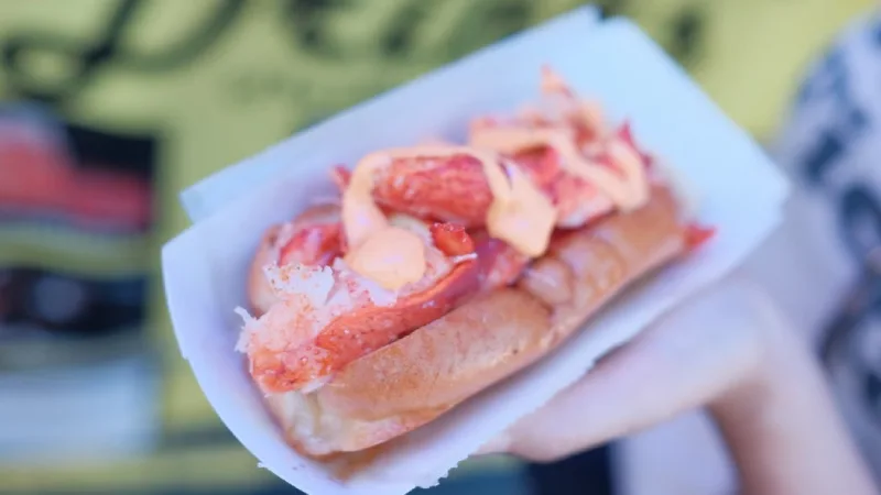 Fresh lobster roll served at a seafood shack in Prince Edward Island 