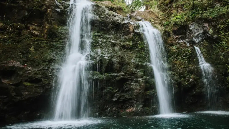 A waterfall along the scenic Road to Hana in Maui