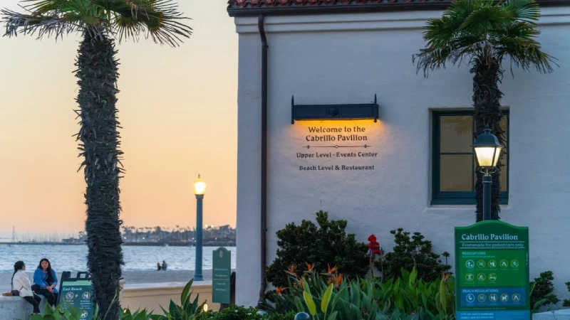 Spanish colonial architecture along the waterfront in Santa Barbara