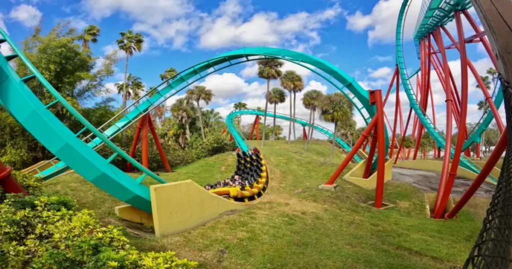 Family riding a roller coaster at Universal Studios Orlando