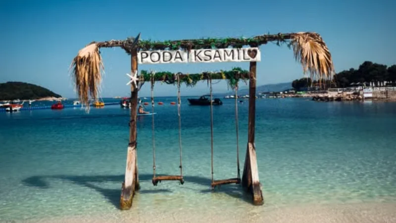 Coastline and small islets along the Albanian Riviera near Ksamil