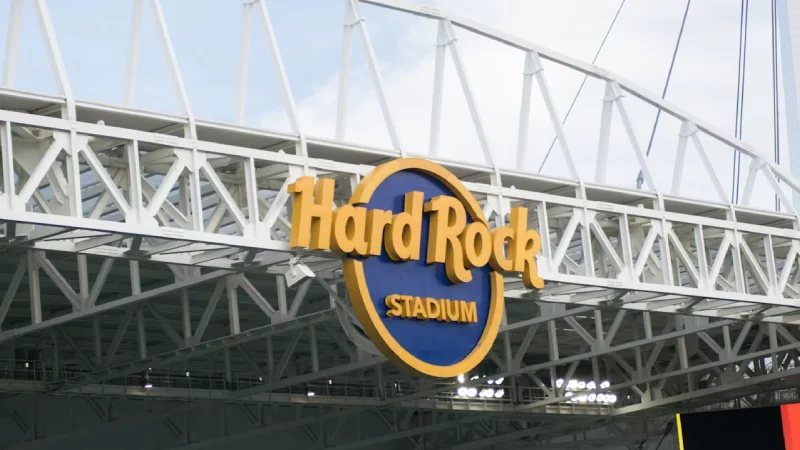 Crowds at Hard Rock Stadium near Miami during a major sporting event