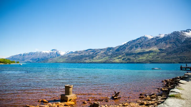 Lake and mountains surrounding Queenstown, New Zealand
