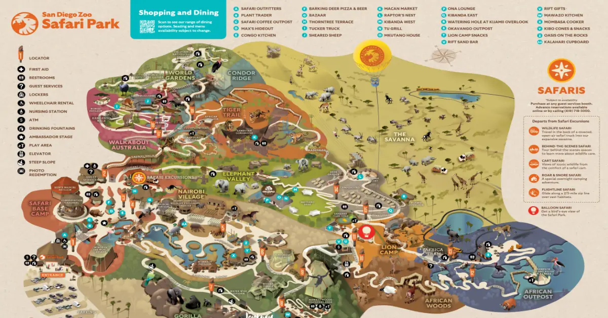 Map showing the driving distance between San Diego Zoo and Safari Park
