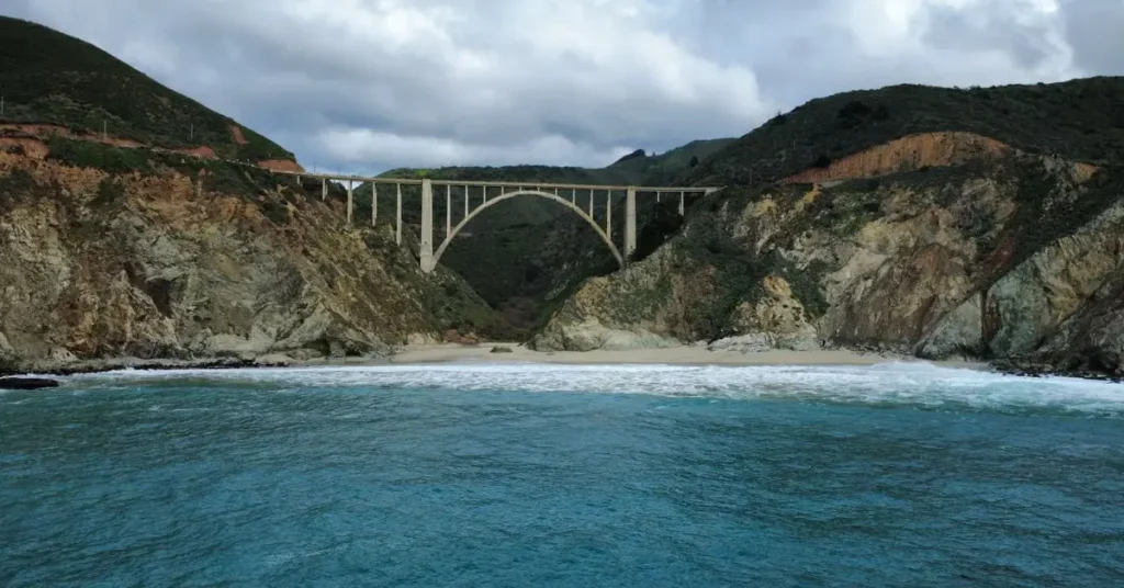 Bixby Creek Bridge arching across a canyon on the Big Sur coast of California 